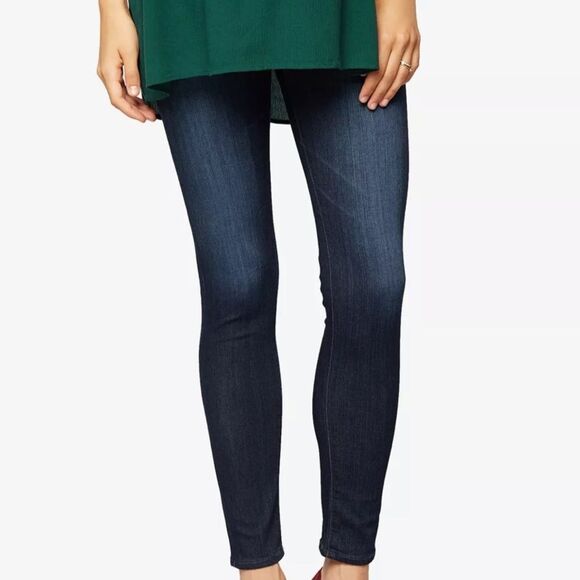AG Stretch Waistband Dark Wash Skinny Jeans Good Early Maternity Size 26 Regular - Picture 1 of 10